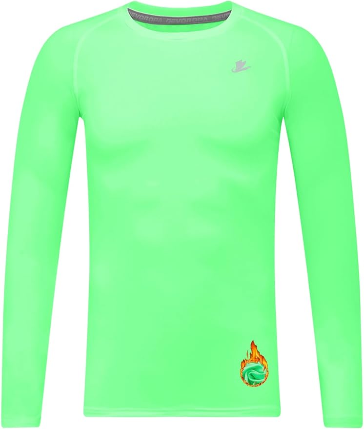 DEVOROPA Youth Boys Compression Thermal Shirt Long Sleeve Kids Fleece Baselayer Soccer Baseball Undershirt Slim/Regular/Husky