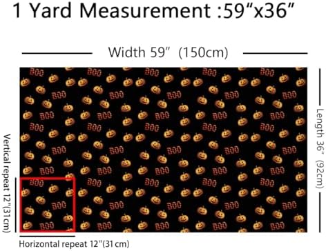 Feelyou Halloween Theme Soft Flannel Fabric by The Yard 3 Yards Kids Cute Pumpkin Lantern Upholstery Fabric for Boys Girls Teens Kawaii Black Orange for Home DIY Projects, Indoor Decor