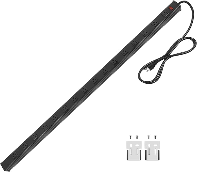 CCCEI Long Heavy Duty Power Strip, 16 Outlet Large Metal Power Strip, Garage by CCCEI