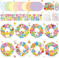 Hollowfly 48 Sets Easter Wreath Craft Kits, 8 Paper Designs with Stickers