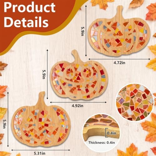 6PCS DIY Glass Mosaic Tiles for Crafts, Mixed Color, Halloween Pumpkin
