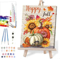 Fall Paint by Numbers for Adults with Framed Canvas-with Wooden Easel,Pumpkin Paint by Number on Canvas ,DIY Acrylic Oil Painting Kits with Brushes Nice Gift Box for Home Wall Decor(12x16 Inch)