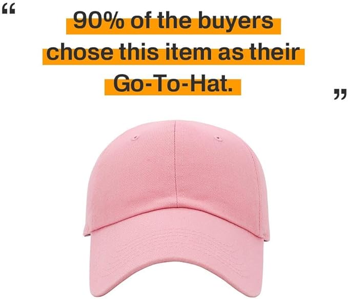 KBETHOS Classic Unisex Cotton Adjustable Low Crown Baseball Cap – Plain Dad Hat