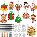 Dunzoom 30 Set Christmas Suncatchers Kit Tree Santa Gingerbread Ornaments
