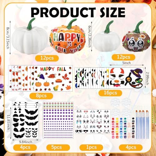 Simgoing 36 Sets Pumpkin Painting Kits Fall Halloween Crafts, Spooky Face