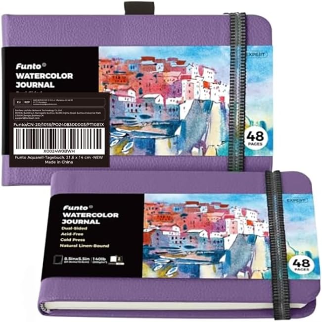 Funto Watercolor Journal, 2 Pack, 48 Pages Each, Cold-Pressed, Inner Paper - Image 7