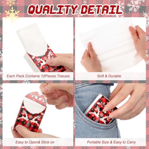 Outus 50 Pack Retro Christmas Travle Size Pocket Tissues Stocking Stuffers