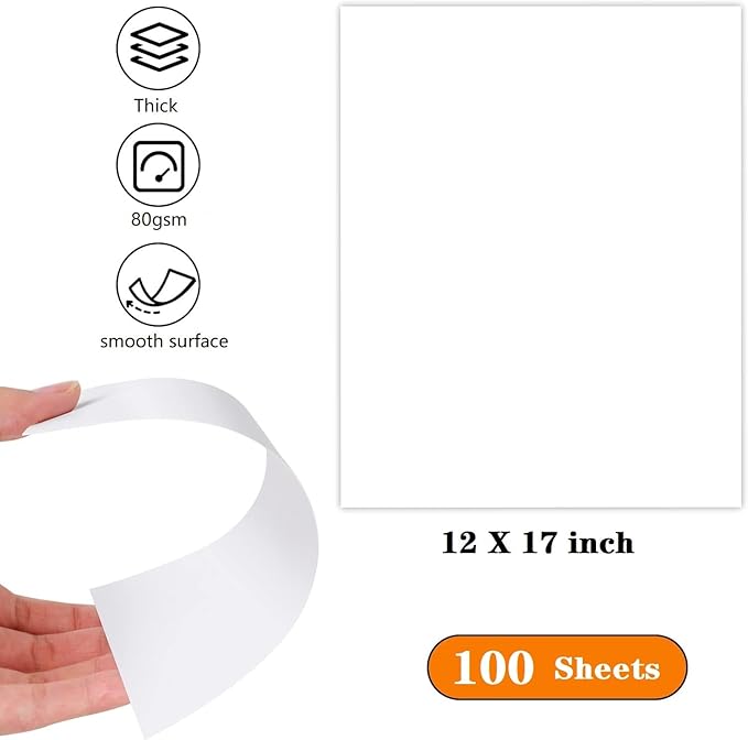 WAUPPY 12"x17" Sketch Drawing Paper 100 Sheets Art Craft Paper - Image 2