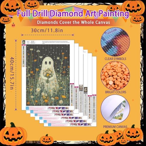 6 Pack Halloween Diamond Painting Kits for Adults, Diamond Art Kits Ghost