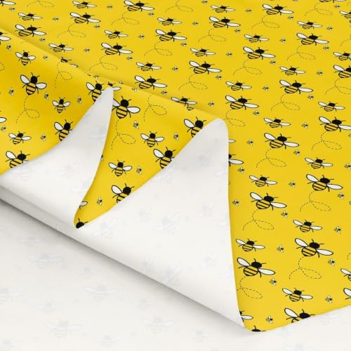 Cute Honeybee Upholstery Fabric for Chairs Kawaii Bee Outdoor Fabric by The Yard 72"x63", Honey Watercolor Beetles Chic Nature Art DIY Craft Hobby Polyester Fabric