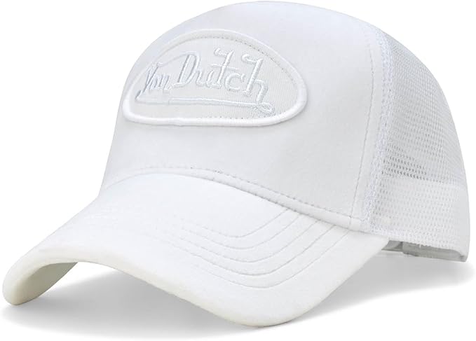 Von Dutch Unisex Trucker Hat - Velvet Curved Bill Mesh Back Retro Classic Adjustable Snapback Baseball Cap for Men and Women