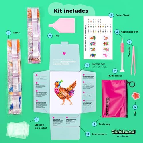 Citrichand Small Diamond Art Kits, Bird Collection 8 Pack for Adults
