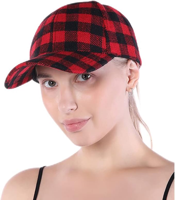 Classic Red-Black Baseball Caps Plaid-Checkered Baseball Hat Buffalo Christmas Hat for Women Men