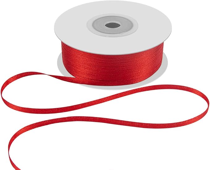 1/8" Wide x 100 Yards Single Face Polyester Satin Ribbon, Satin Ribbon by KMERLIFE