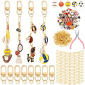 Tondiamo 266 Pcs Football Keychain Making Kit Gold DIY Keychain Craft Gift