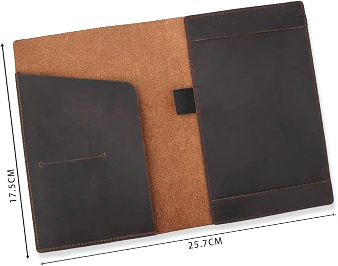 Leather Golf Scorecard Holder: USA Genuine Crazy Horse Leather Golf Yardage Book Cover with 1 Scorecard 1 Pencil Golf Notebook Back Pocket Cool Golf Gifts for Him Golfers Men