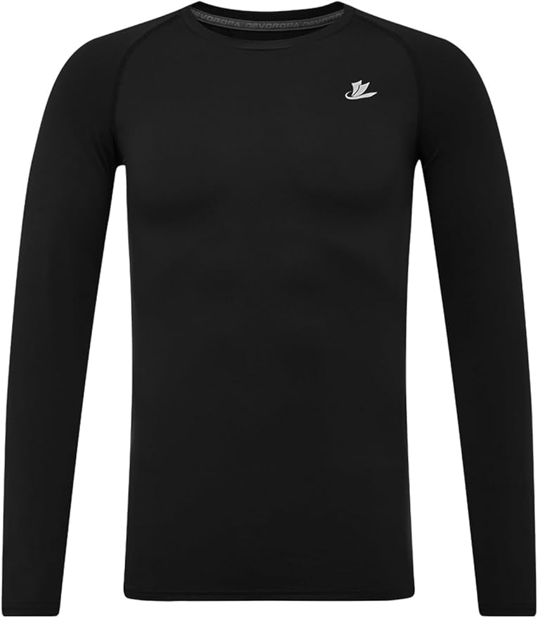 DEVOROPA Youth Boys Compression Shirt Long/Short Sleeve Football Baseball Undershirt Quick Dry Kids Sports Baselayer Crewneck
