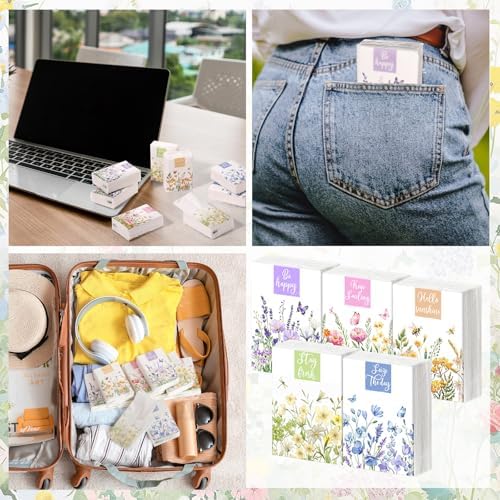Outus 50 Pack Flower Travel Size Pocket Tissues, 400 Sheet Total