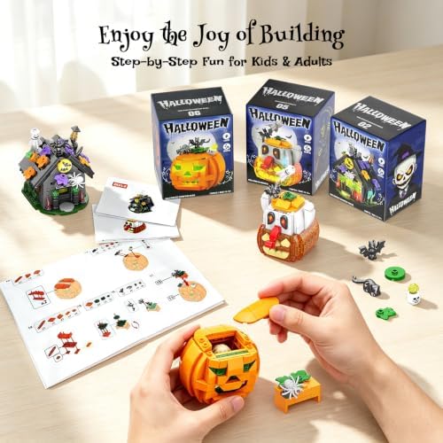 Halloween Building Blocks Set for Kids with Lights and Spooky Sounds