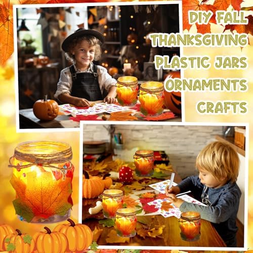 24 Sets Fall Crafts Kits DIY Maple Leaf Mason Jars