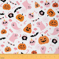 jejeloiu Happy Halloween Fabric by The Yard Pumpkin Upholstery Fabric Funny Ghost Printed Waterproof Indoor Outdoor Decor for DIY Sewing Craft Projects 1 Yard