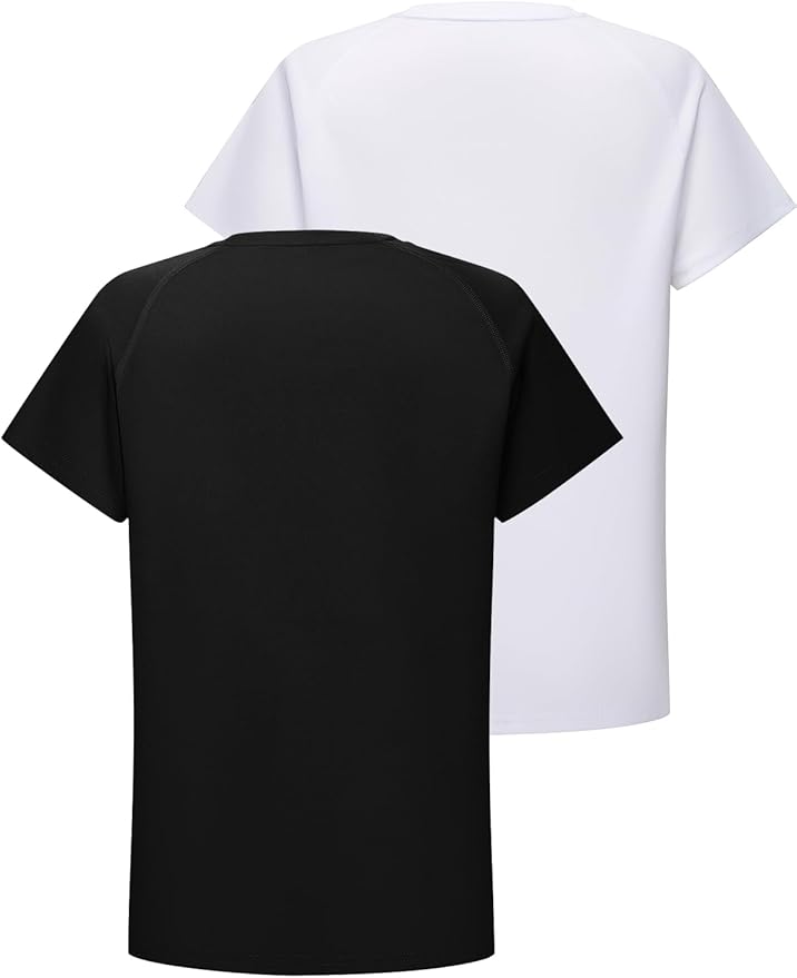 DEVOROPA Youth Boys Compression Shirt Long/Short Sleeve Football Baseball Undershirt Quick Dry Kids Sports Baselayer Crewneck