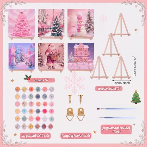 YooNotee 6 Pack Christmas Paint by Numbers Kit