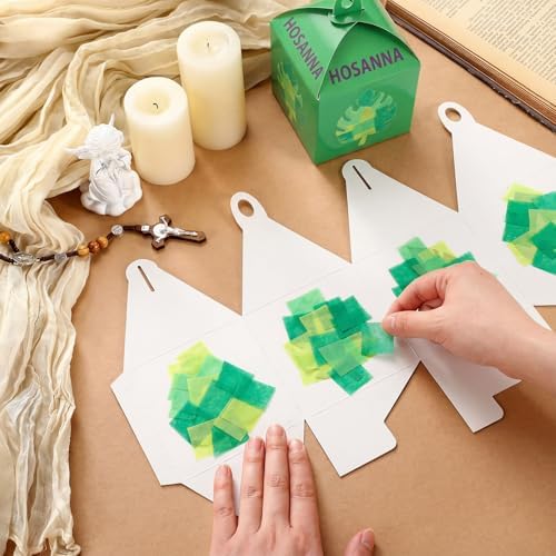 Simgoing 12 Sets Palm Sunday Craft Easter Tissue Paper Lantern Craft
