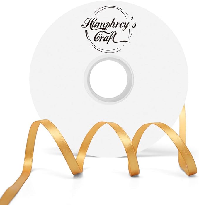 Humphrey's Craft 1/4 Inch Old Gold Double Faced Satin Ribbon by HumphreysCraft