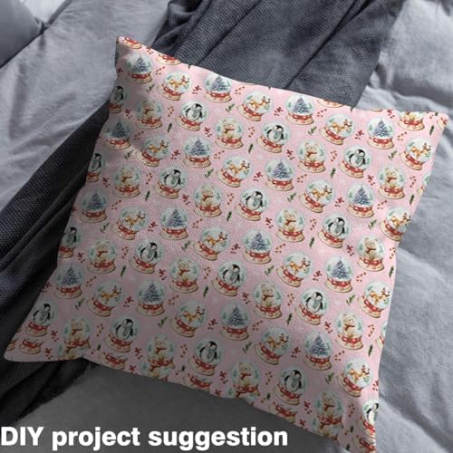 JEJELOIU Cartoon Penguin Fabric by The Yard Christmas Tree Upholstery Fabric for Chairs Xmas Theme Waterproof Indoor Outdoor Decor for DIY Sewing Craft Projects 10 Yards