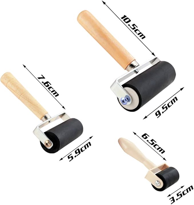 BIGNC 3 Pack Rubber Roller Brayer Rollers, Art Craft Roller - Image 2