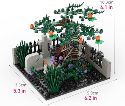 Halloween Graveyard Tree Building Blocks Set, 202 PCS Spiderweb Scene