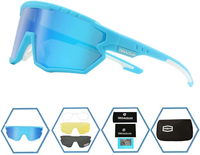 Sports Sunglasses Cycling Glasses Pink Polarized Glasses Baseball glasses with 3 lenses,Fishing,Ski Running Golf