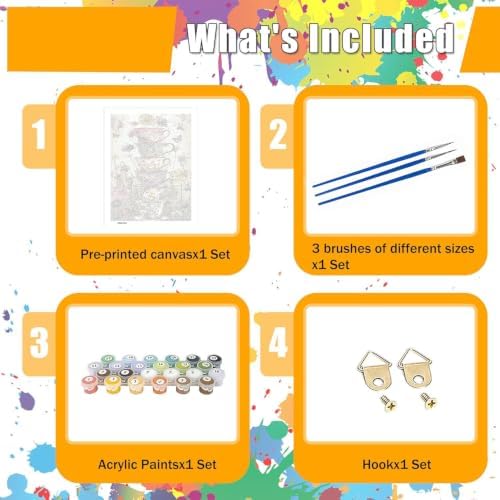 GOUOYANA Paint By Numbers Kit for Adults Vintage Flower Cup Funny Canvas
