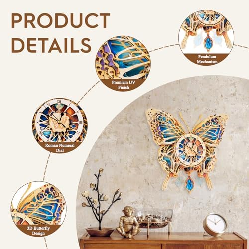 3D Puzzles for Adults Butterfly Puzzle Clock Adult Crafts