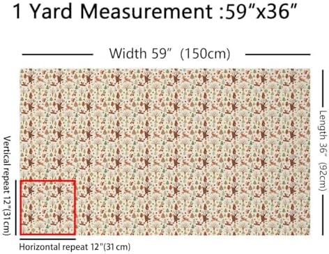 Merry Christmas Fabric by The Yard,Cartoon Bear Fox Deer Soft Polyester No Stretch Fabric,Farmhouse Wildlife Decorative Fabrics,Beige Brown Crafts & Sewing Supplies,5 Yards,180" L x 59" W