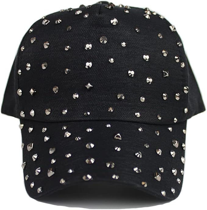 Gudessly Adjustable Breathable Rhinestone Baseball Cap for Women Bling Sequins Casual Sports Cap