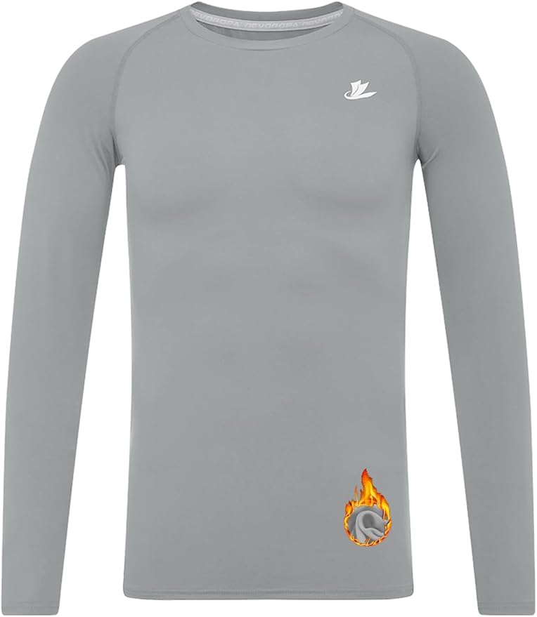 DEVOROPA Youth Boys Compression Thermal Shirt Long Sleeve Kids Fleece Baselayer Soccer Baseball Undershirt Slim/Regular/Husky