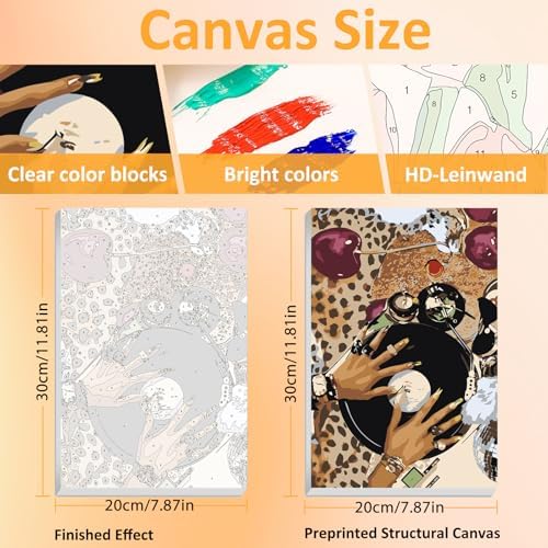 Mandun Leopard Paint by Numbers Kit for Adults, 3 Pack, 7.8x11.8 inch