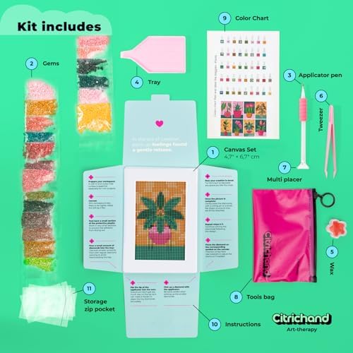 Citrichand Small Diamond Art Kits, Flower Collection 8 Pack for Adults