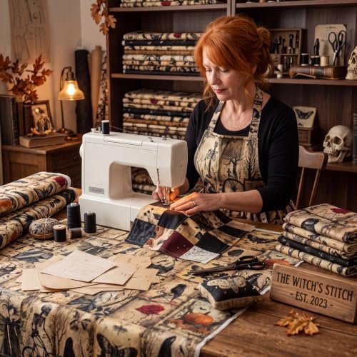 Hahafelt 10 Pcs 18"x22" Vintage Halloween Fat Quarters Gothic Fabric Bundle