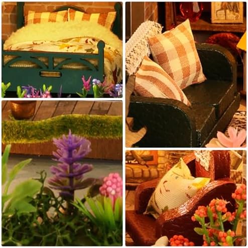 Dollhouse Kit, DIY Miniature House w/LED Adult, Forest Adventure
