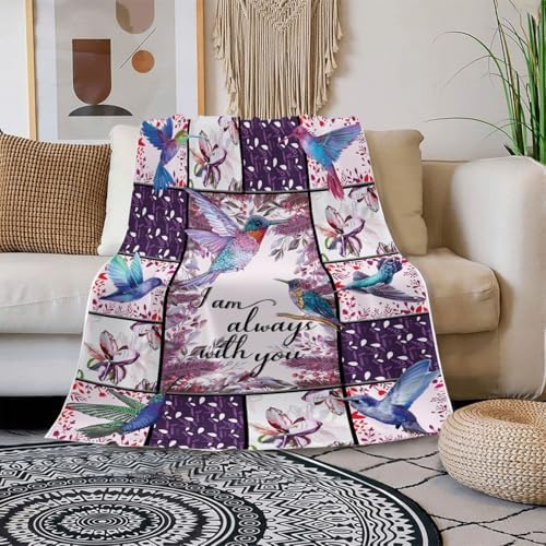 I Am Always with You Hummingbird Blankets Soft Warm Fleece Hummingbird Throw Blankets for Kids and Adults Hummingbird Gifts for Women and Girls