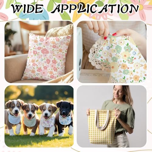 Hahafelt 10 Pcs Floral Gingham Quilting Fabric Bundles 20 x 20 Inch