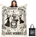 Witchy Gifts for Women Halloween Throw Blanket with Gothic Tote Bag