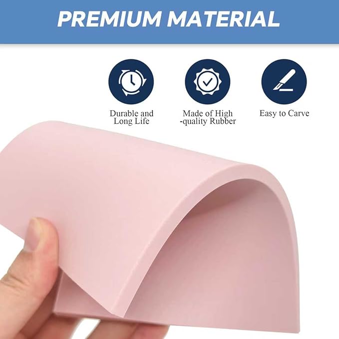 2 Pack 4"x6" Pale Pink Rubber Stamp Carving Blocks Pink Rubber Carving Blocks - Image 3