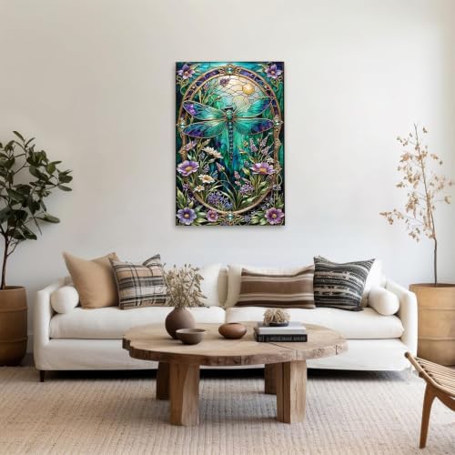 GOUOYANA Paint By Numbers Kit for Adults-Dragonfly and Flower Funny Canvas