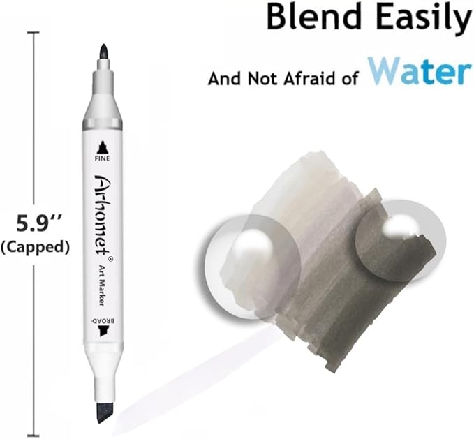 6 Colors Warm Grey Gray Alcohol Markers Set, Dual Tips Art Markers Drawing - Image 3