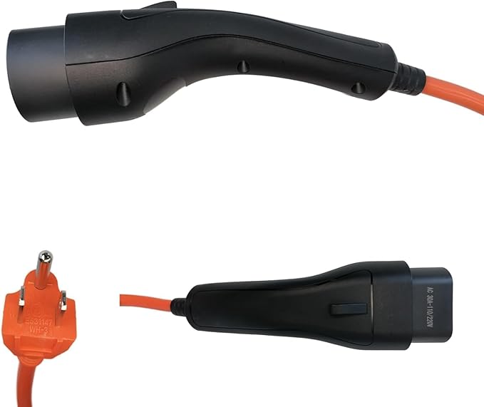 JOEEGO Charging Power Cord Assembly Compatible with Evolution EV Golf Carts, 30A 110V~220V, Replaces OEM# 2.04.0620 (Orange 10ft Plus)