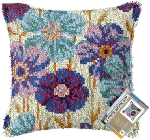 Daisy Flower Latch Hook Kits for Adults Beginners, Pre-Printed 17“ X 17"